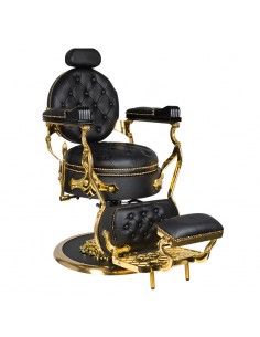 Barber Chair CESAR Herrenfriseurstuhl in schwarz/gold
