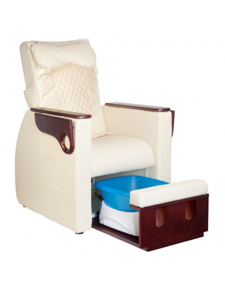 FotSpa Fußpflegestuhl RINO cream mit ausziehbaren Boden fuer Fusswanne und Beinstuetze und Rueckenmassagefunktion