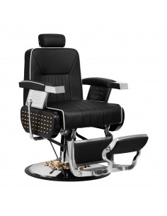 Barberstuhl LIVIO in schwarz mit Goldaplikationen H: 55 - 75 cm