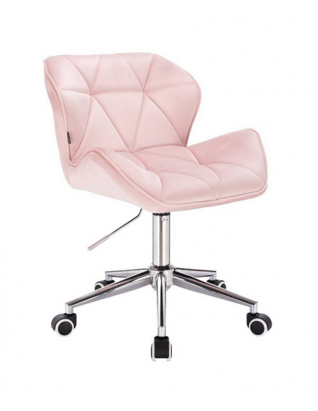 Kundenstuhl Arbeitsstuhl velour rosa mit Rollen H 40-55 cm