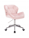 Kundenstuhl Arbeitsstuhl velour rosa mit Rollen H 40-55 cm